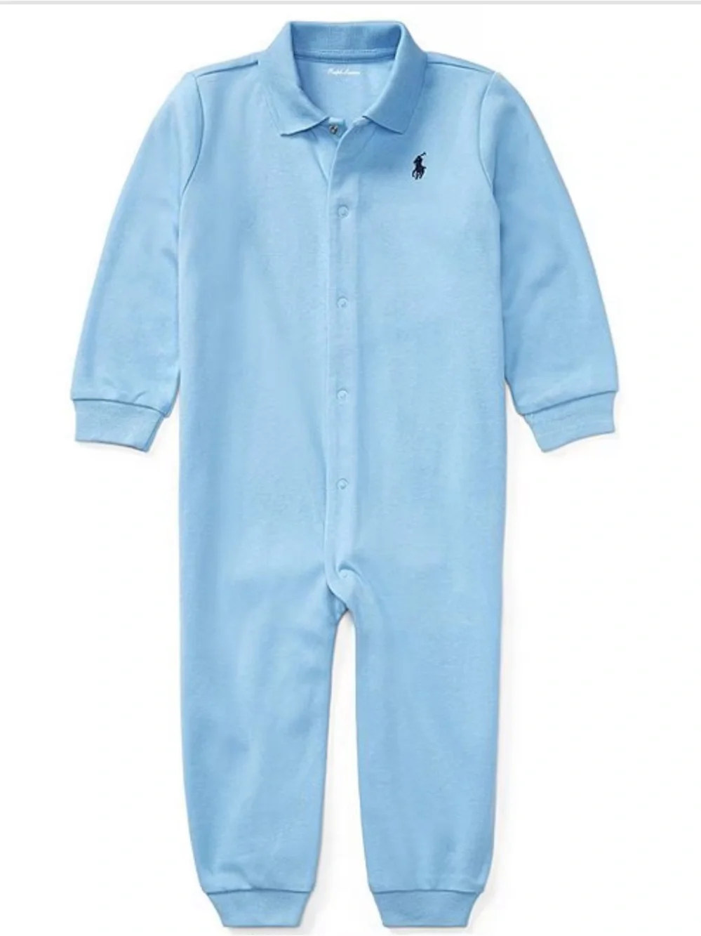 EUC Ralph Lauren Light Blue Polo Collar Baby One-Piece 9 Months